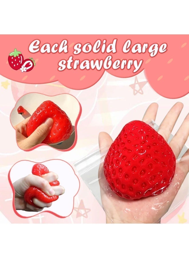 3 Pcs Strawberry Squishy Squeeze Toys for Stress Relief, Soft, Slow Rising Hand Toy, Soft and Squeezable Sensory Fidget Toys - Image 5
